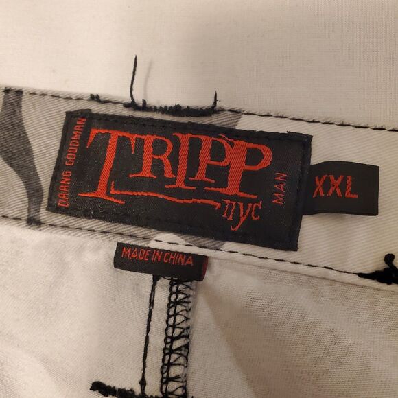 Y2K Tripp NYC Cargo Camo Pants Zip Off Men Sz XXL Daang Goodman Baggy Rave Goth - Picture 12 of 12